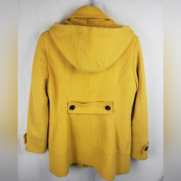 Calvin Klein Yellow Wool Blend Hooded Long Sleeve Zip Snap Closure Sz 6 - Picture 7 of 12